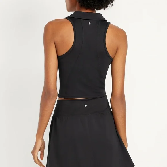 Black Cropped Polo with Zipper PowerSoft for Golf - Picture 2 of 2